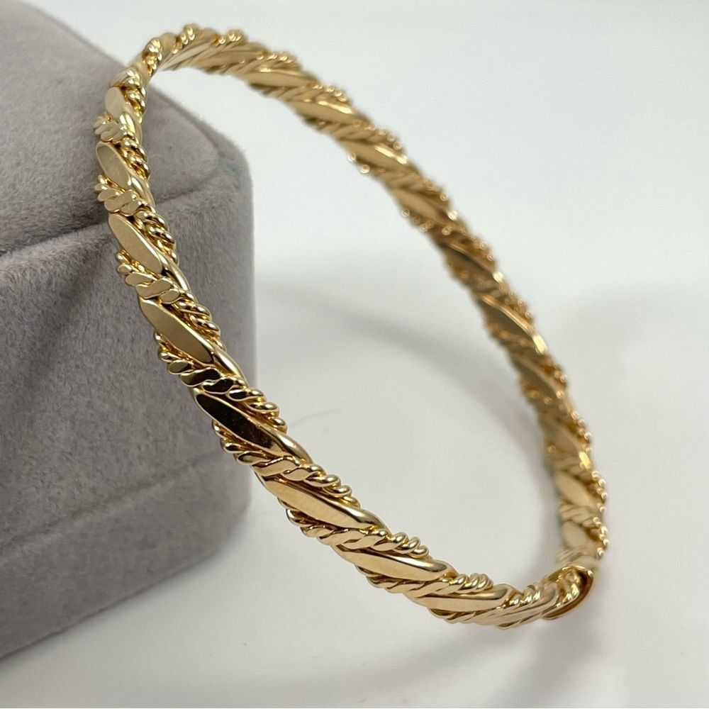 Vintage Avon Spiral Twist Rope Gold Tone Bangle Bracelet Estate Find Cocktail 8”